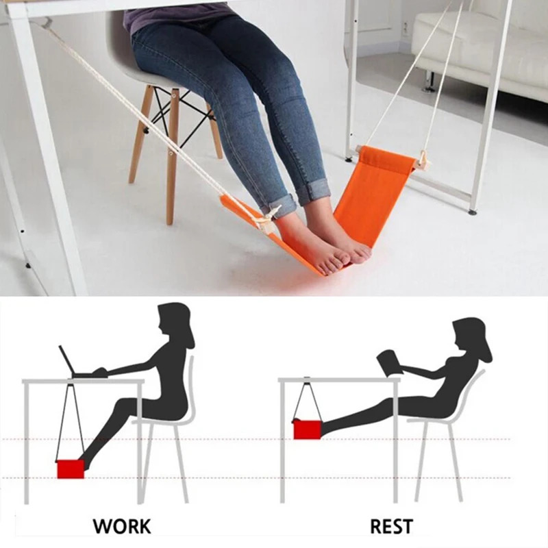Under Desk Hammock - 조절 가능한 폴리에스터 발 받침대 -