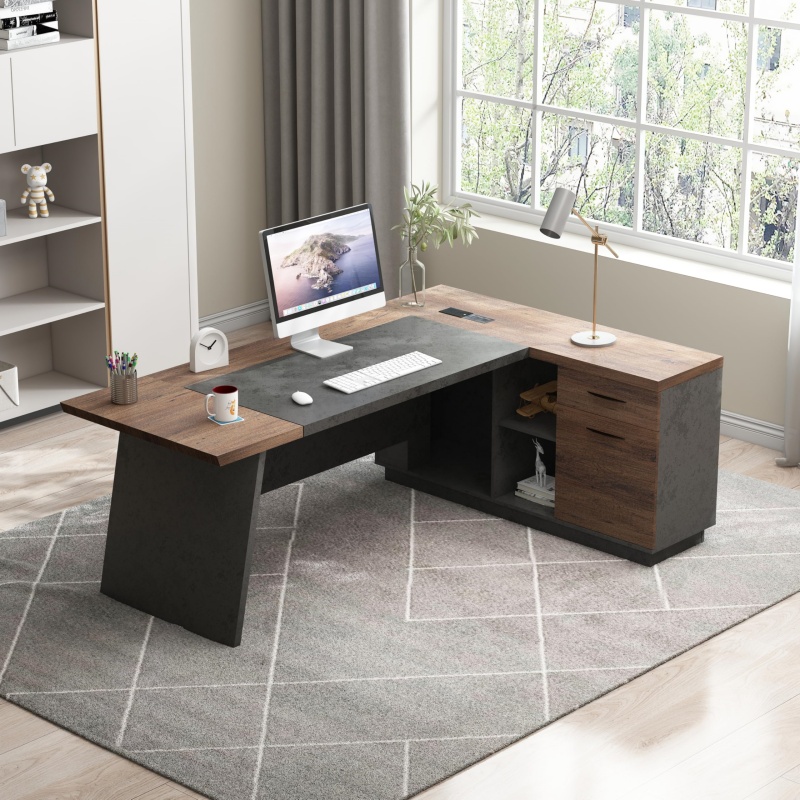미국 창고형 모던 컴퓨터 책상 세트(서랍, 수납 선반  - Office Furniture Usa 리뷰 및 가격